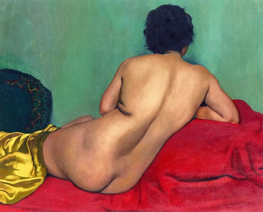 Nu de costas em um sofá vermelho - Félix Vallotton
