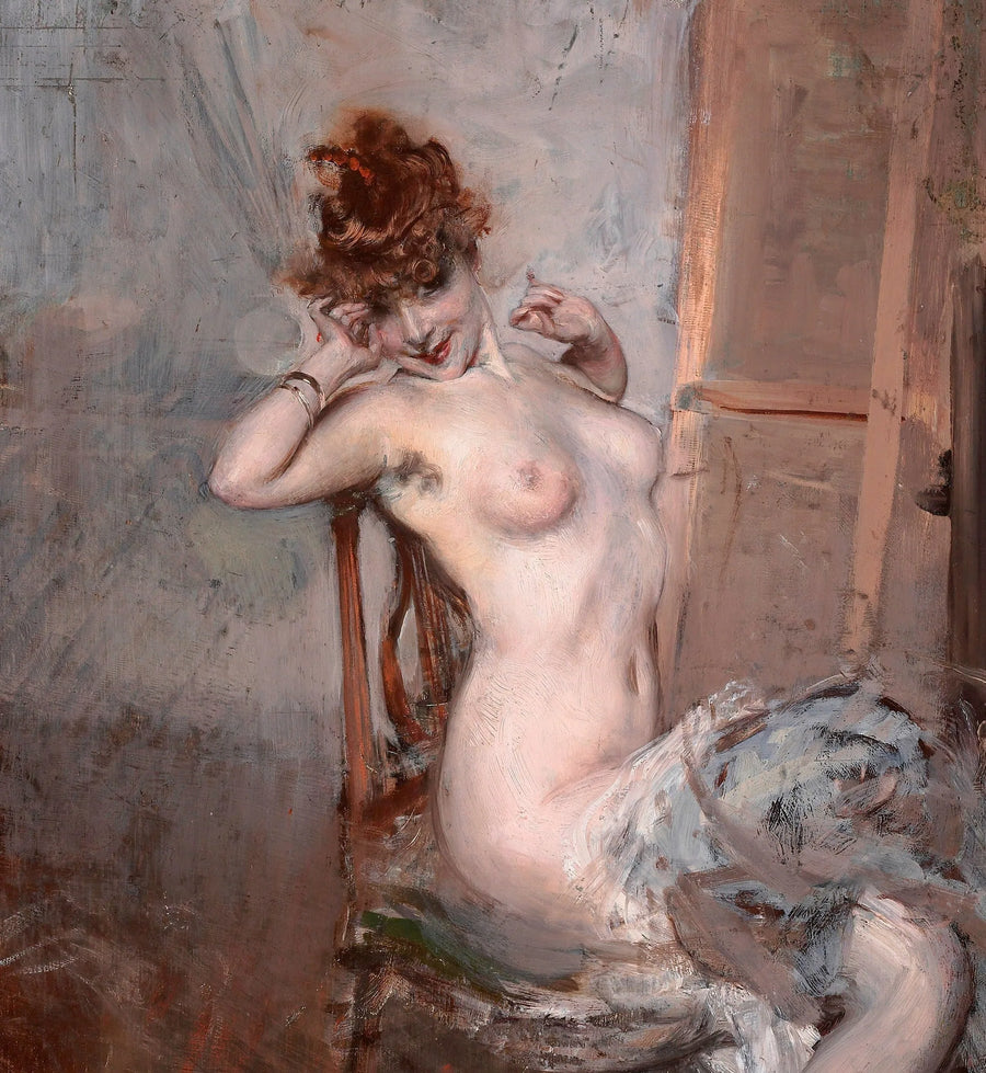 Nu de jovem mulher sentada - Giovanni Boldini