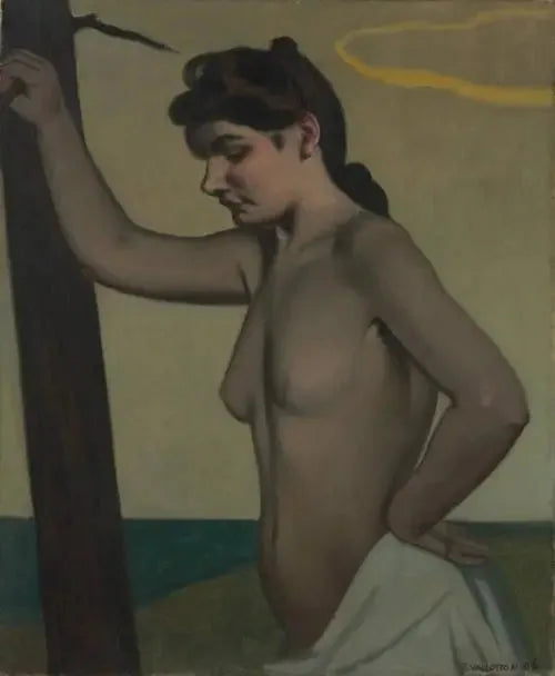 Nu de perfil apoiado contra um tronco - Félix Vallotton