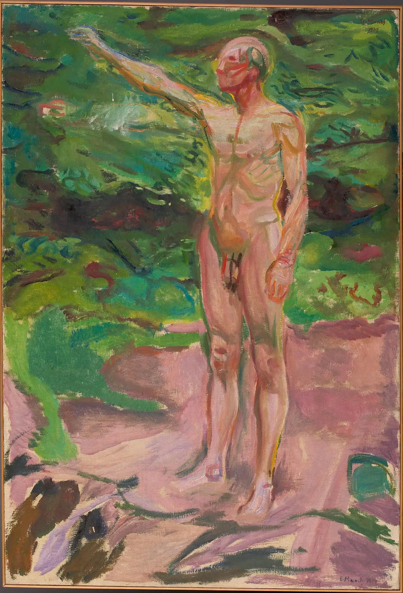 Nu masculino na floresta - Edvard Munch