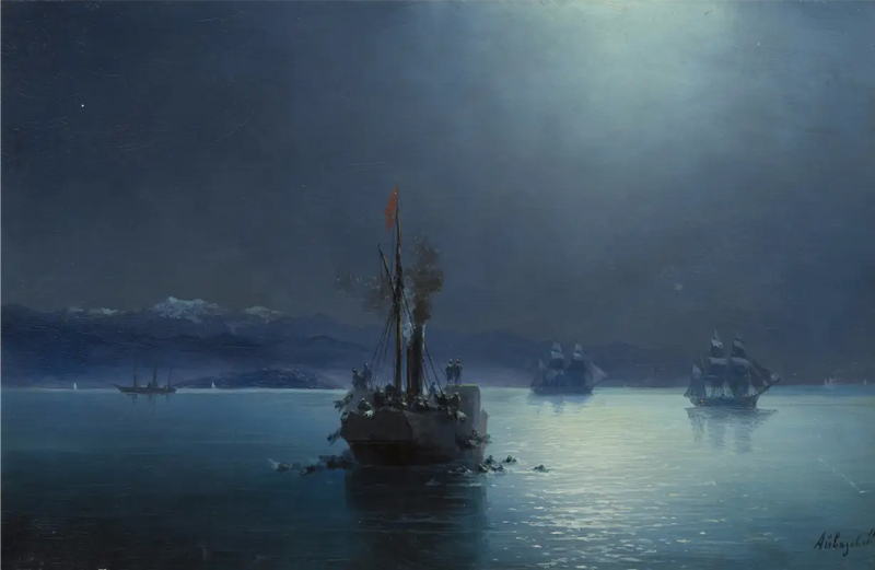 Noite tranquila: armênios jogados ao mar a partir de navios turcos - Ivan Aivazovsky