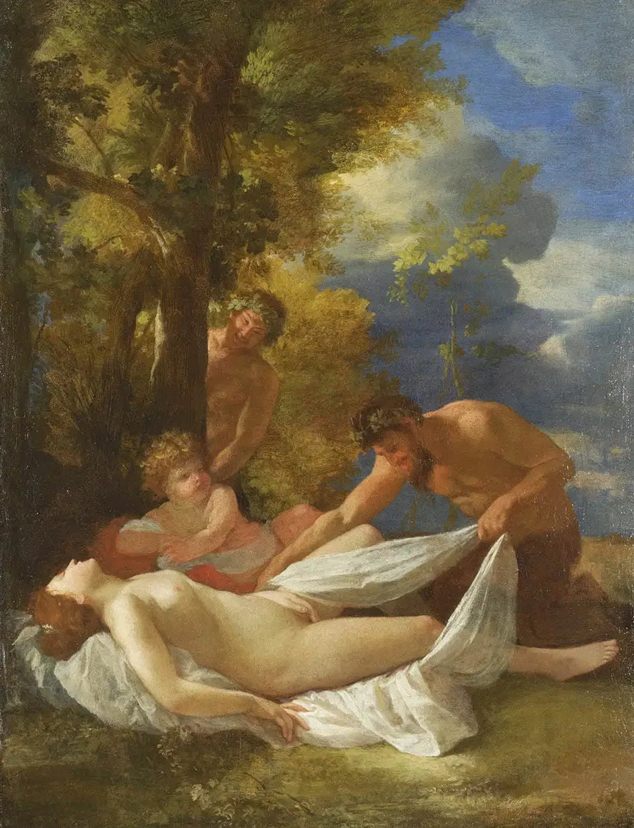 Ninfa adormecida surpreendida por sátiros - Nicolas Poussin