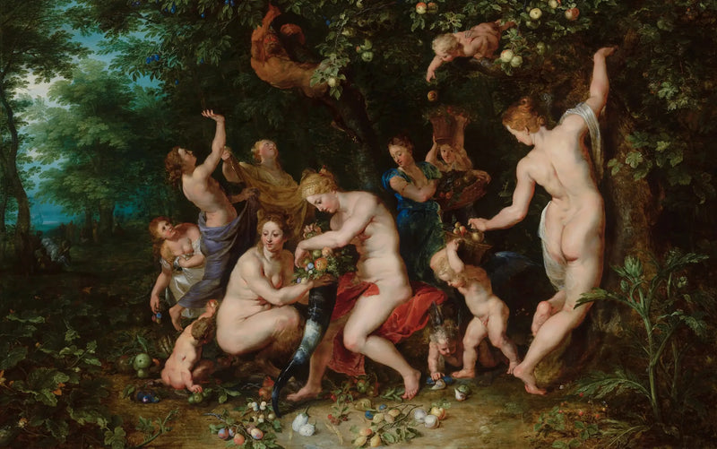Ninfas preenchendo o chifre de abundância - Peter Paul Rubens