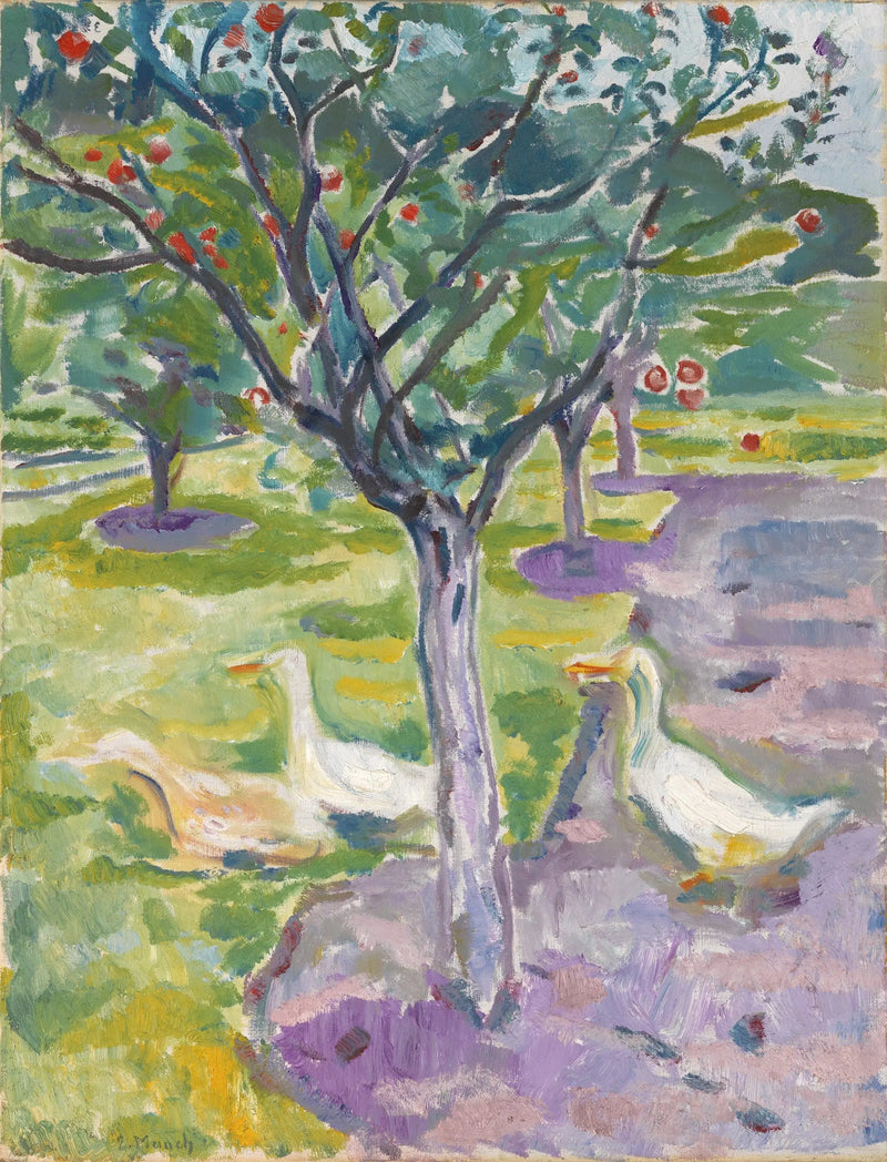 Gansos no jardim - Edvard Munch