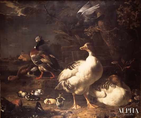 Oies et canards - Melchior d'Hondecoeter - Reproductions de tableaux et peintures haut de gamme