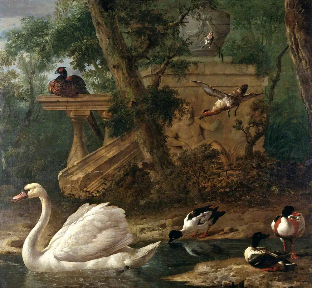 Oiseaux dans un jardin - Melchior de Hondecoeter - Alpha Reproduction