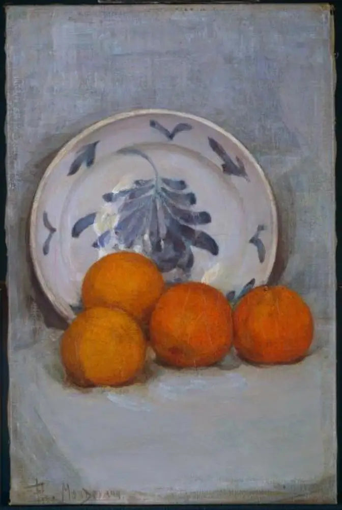 Laranjas e prato decorado - Piet Mondrian