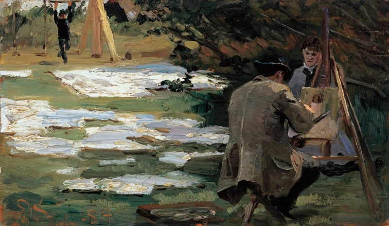 Oscar Björck pintando no jardim de Brøndum - Peder Severin Krøyer