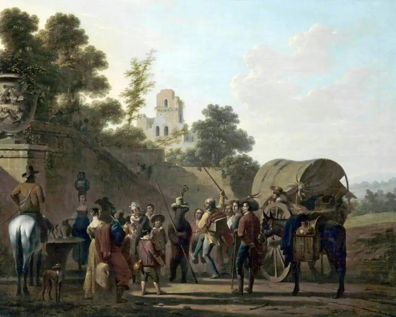 ours dançantes com espectadores nas ruínas de um castelo - Louis-Léopold Boilly