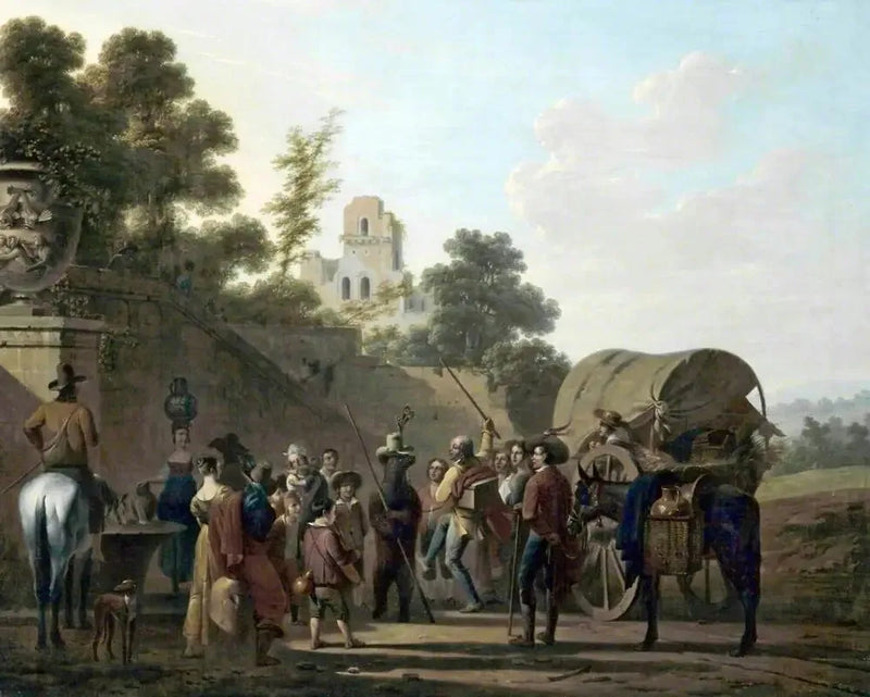 ours dançantes com espectadores nas ruínas de um castelo - Louis-Léopold Boilly