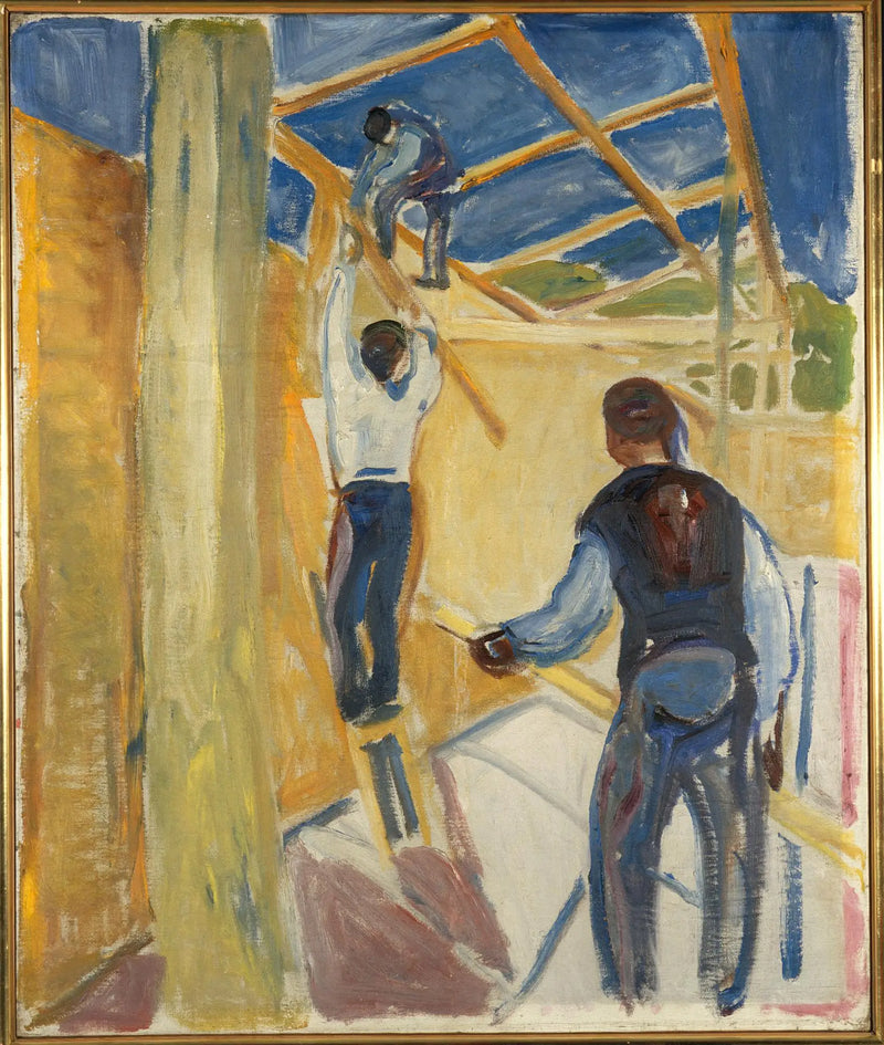 Trabalhadores da construção no estúdio - Edvard Munch