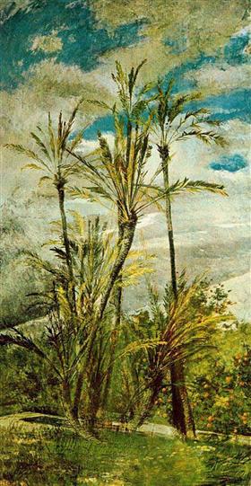 Palmeiras e laranjeiras. Pintura mural de Falconiera - Giovanni Boldini