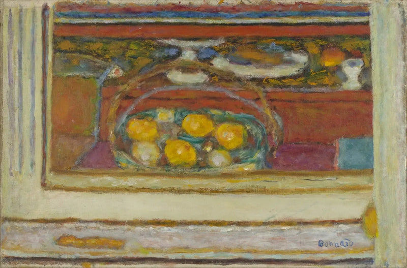 Cesta de frutas refletida em um espelho - Pierre Bonnard