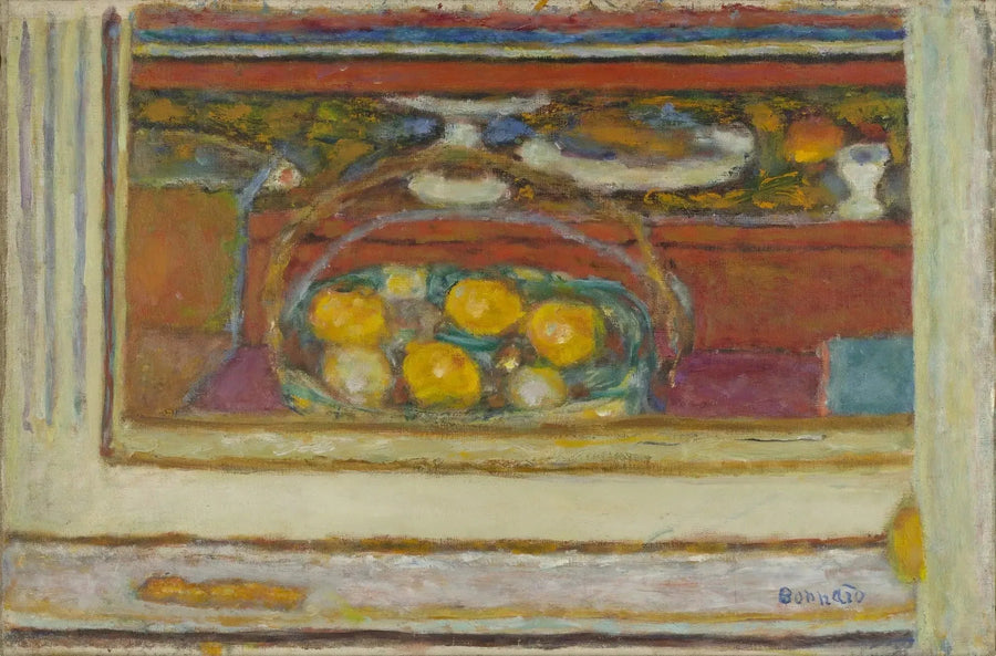 Cesta de frutas refletida em um espelho - Pierre Bonnard