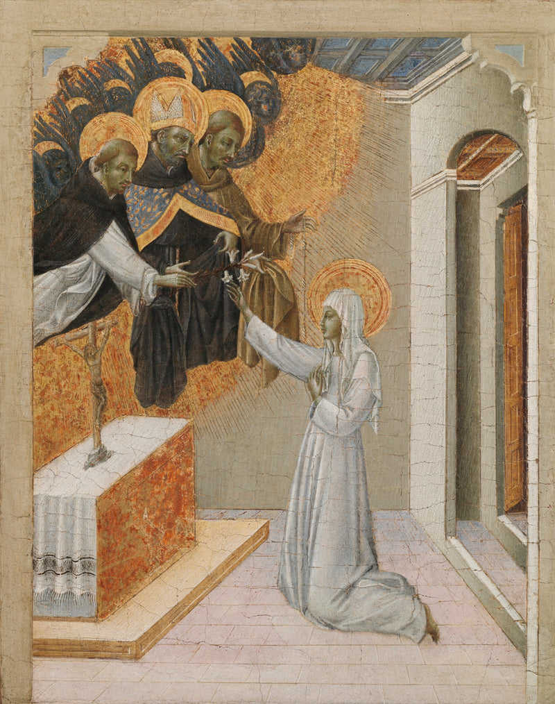 Painel de predela de um retábulo: Santa Catarina de Sena vestida com o hábito dominicano - Giovanni di Paolo