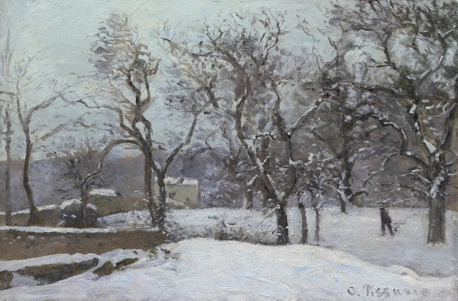 Parque do castelo do Pont sob a neve, Louveciennes - Camille Pissarro