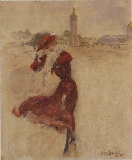 Parisiense de vestido vermelho - Jean Béraud