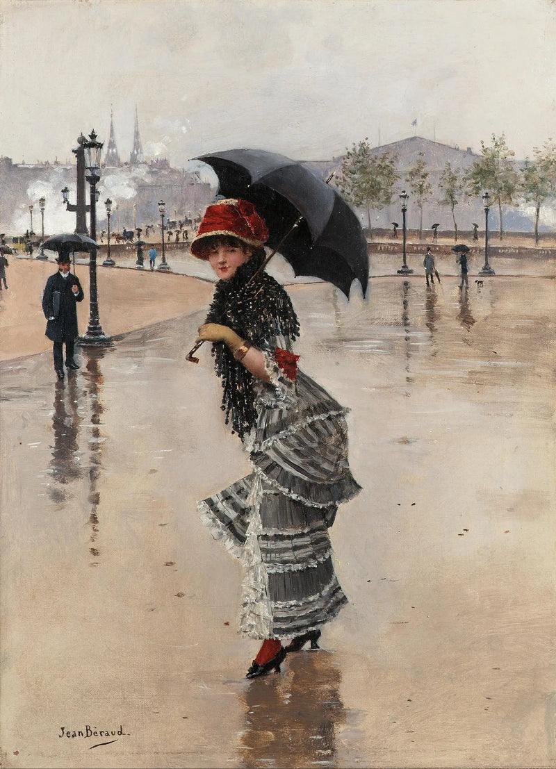 Parisiense em um dia de chuva, praça da Concórdia - Jean Béraud