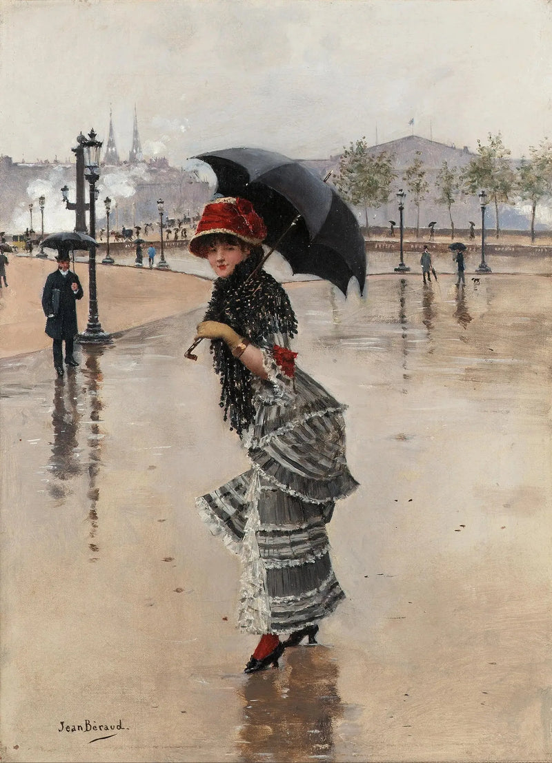 Parisiense em um dia de chuva, praça da Concórdia - Jean Béraud