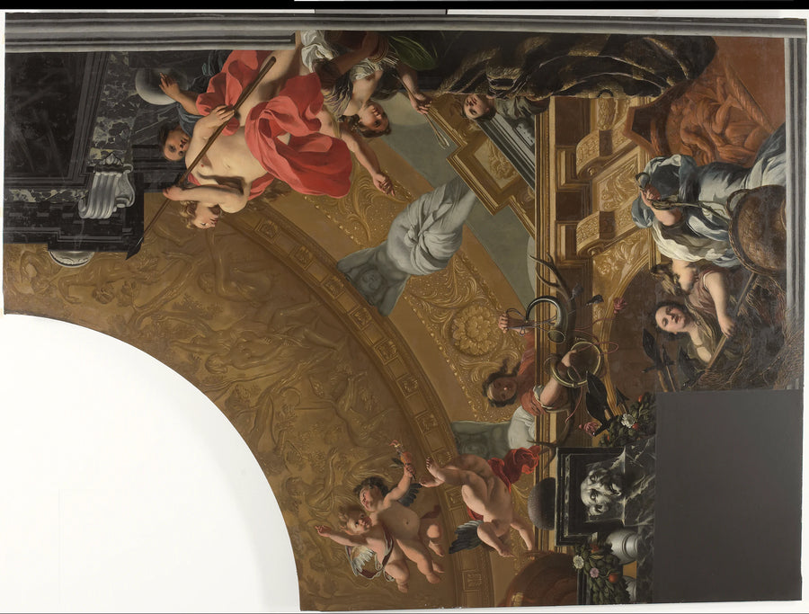 Partie d'une peinture au plafond avec la représentation principale de Diane et ses compagnons - Gérard de Lairesse