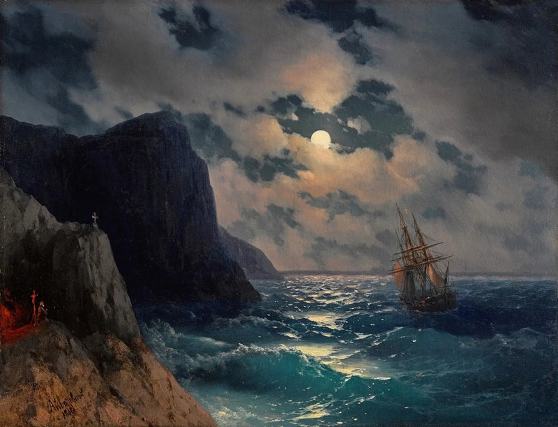 Passagem de um navio durante uma noite de lua cheia - Ivan Aivazovsky