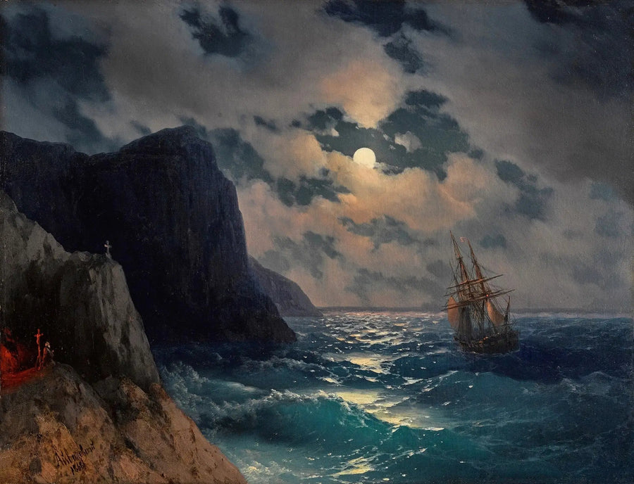 Passagem de um navio durante uma noite de lua cheia - Ivan Aivazovsky