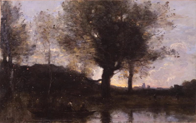 Passeio de barco - Perto de Douai - Jean-Baptiste Camille Corot