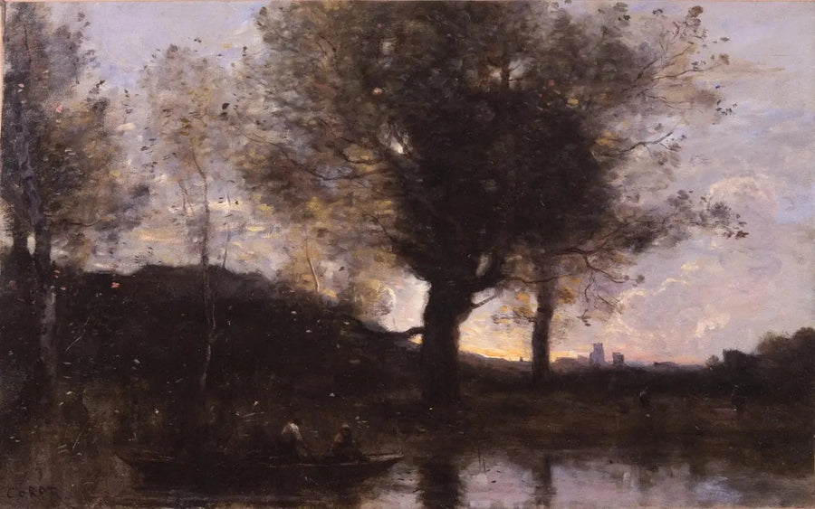 Passeio de barco - Perto de Douai - Jean-Baptiste Camille Corot
