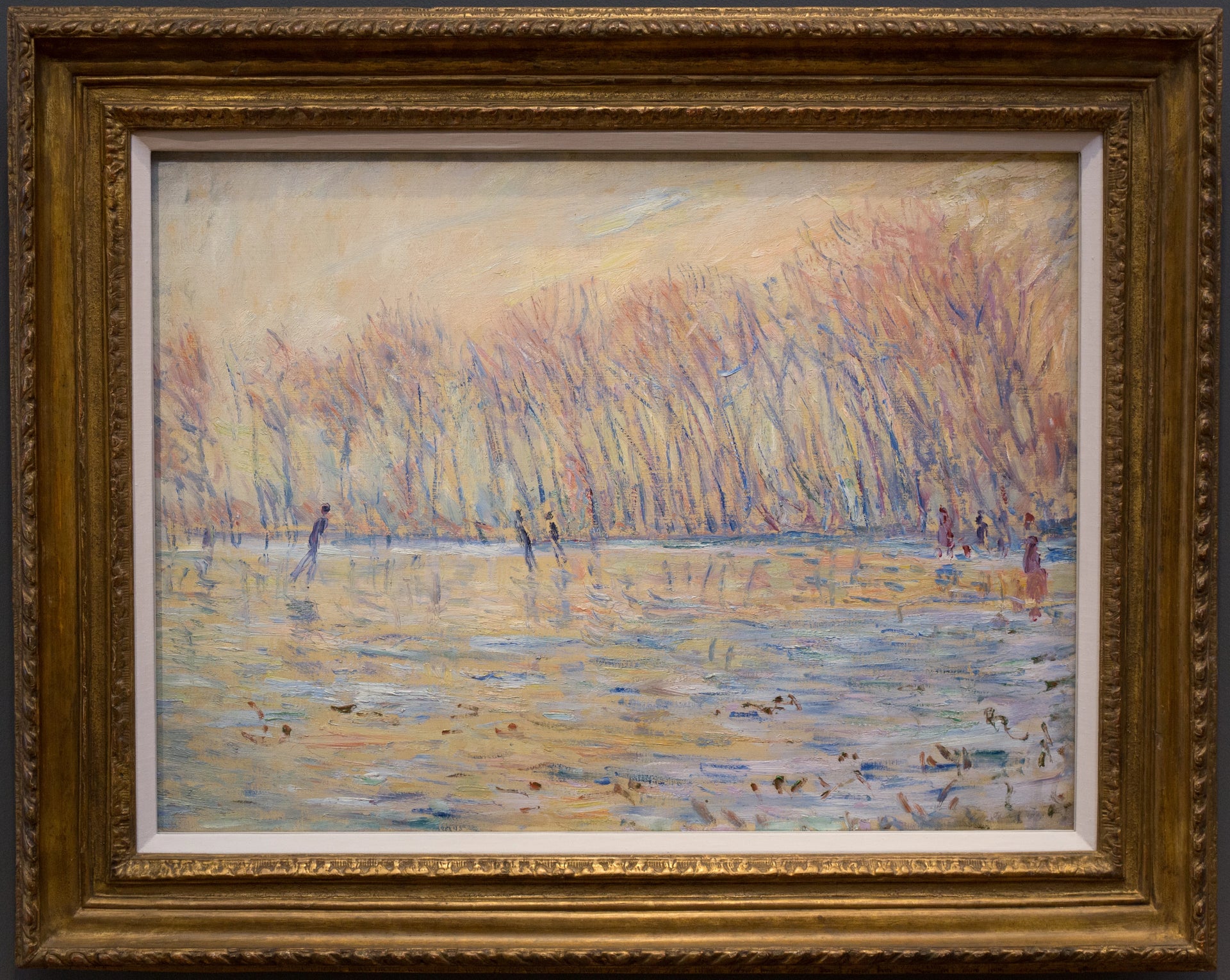 Les Patineurs à Giverny photographié avec son cadre au Museum Barberini – vue réelle