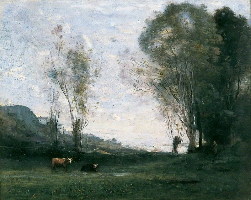 Pastagem cercada por salgueiros - Jean-Baptiste Camille Corot