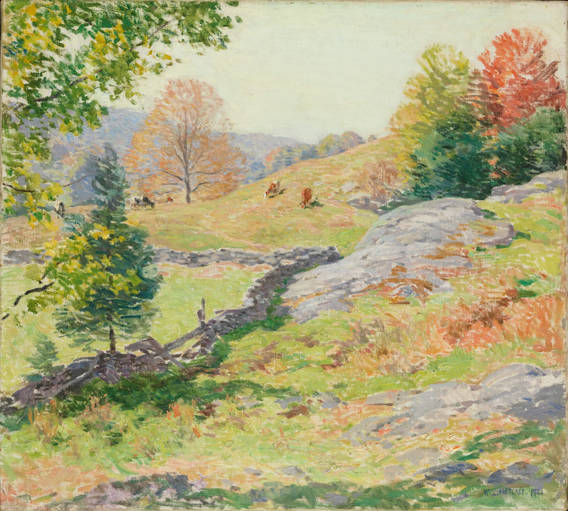 Pastagens na encosta da colina — Setembro - Willard Metcalf