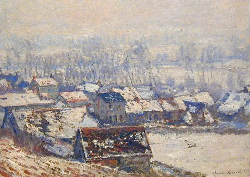 Paisagem em Giverny, efeito de neve - Claude Monet