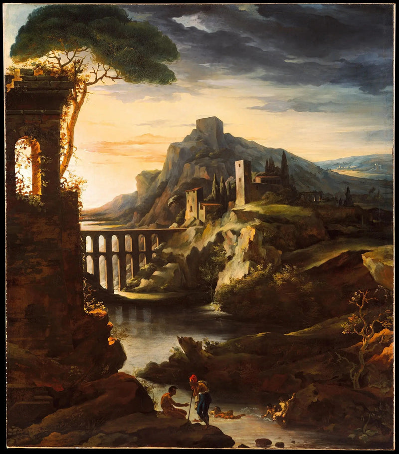 Paisagem com o aqueduto chamado O Anoitecer - Théodore Géricault