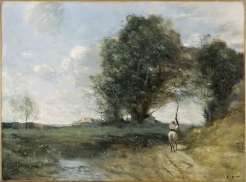 Paisagem com cavaleiro - Jean-Baptiste Camille Corot