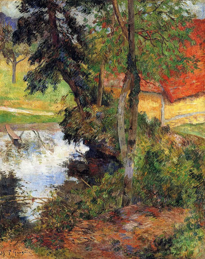 Paisagem com telhado vermelho - Paul Gauguin