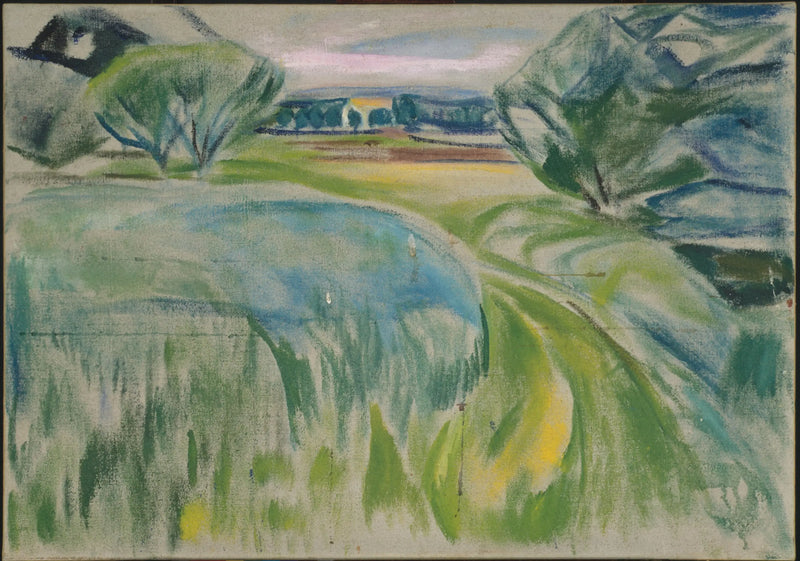 Paisagem com campos verdes - Edvard Munch