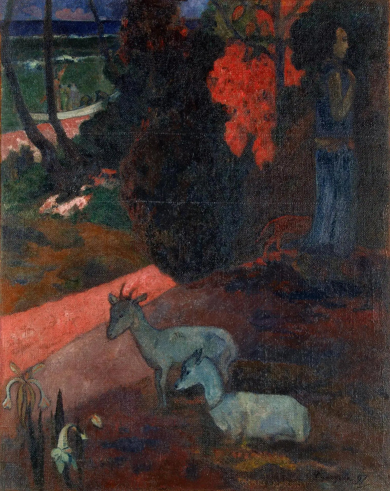 Paisagem com duas cabras - Paul Gauguin