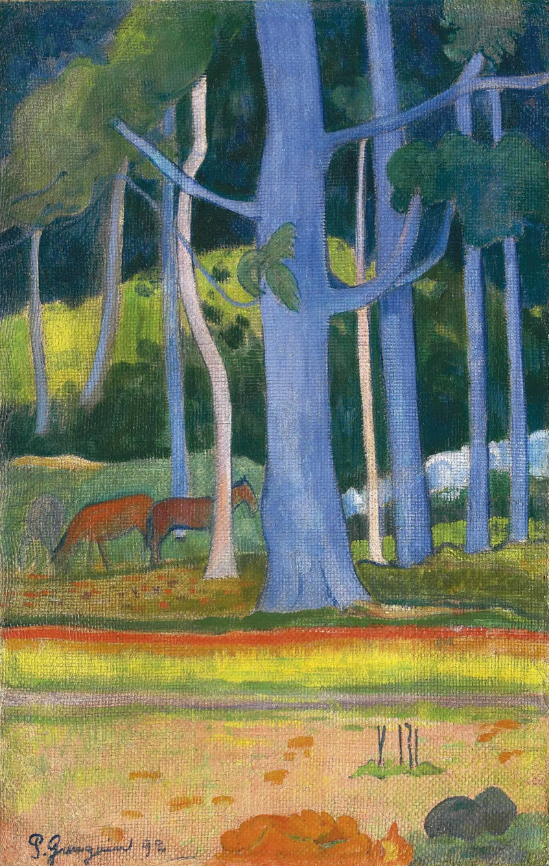 Paisagem com troncos azuis - Paul Gauguin