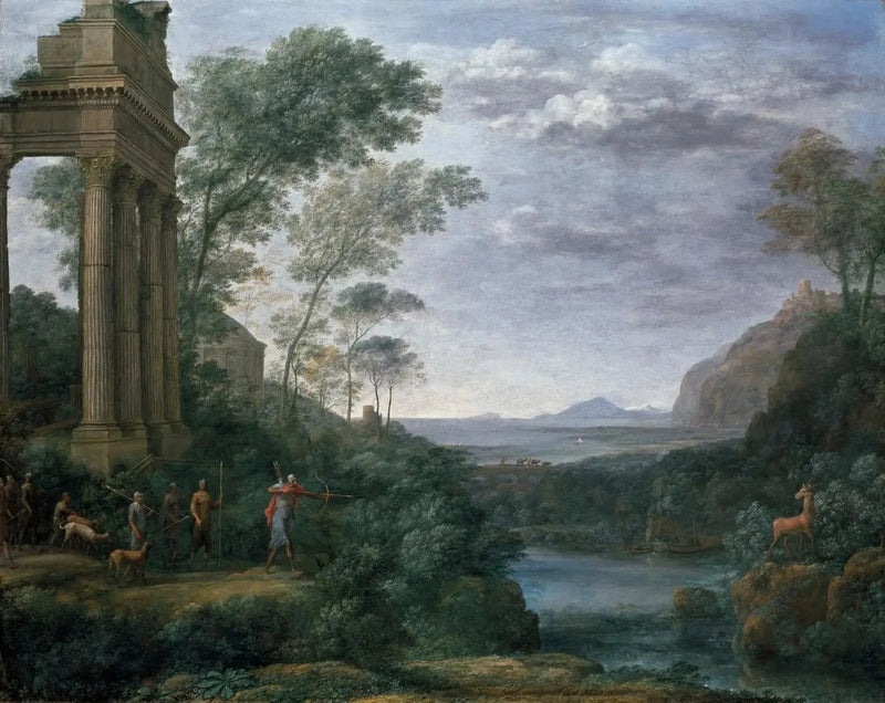 Paisagem com Ascagne abatendo o cervo de Silvia - Claude Lorrain