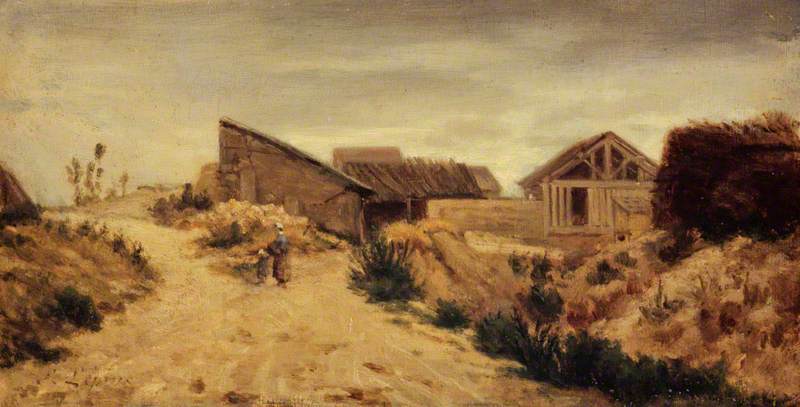 Paysage avec bâtiments agricoles - Stanislas Lépine image 1 tableau peint à l’huile sur toile