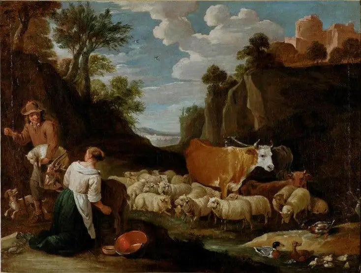 Paisagem com pastores e gado - David Teniers, o Jovem