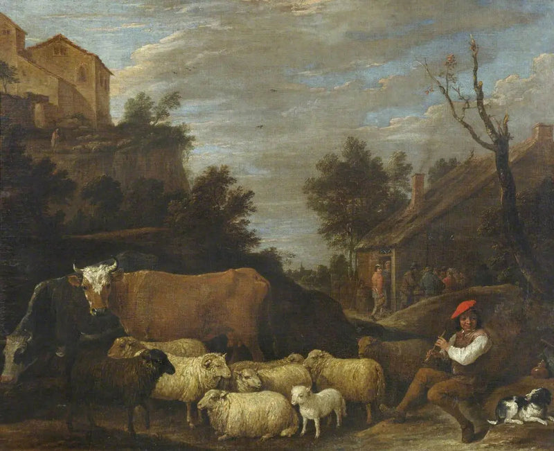 Paisagem com gado e ovelhas - David Teniers, o Jovem
