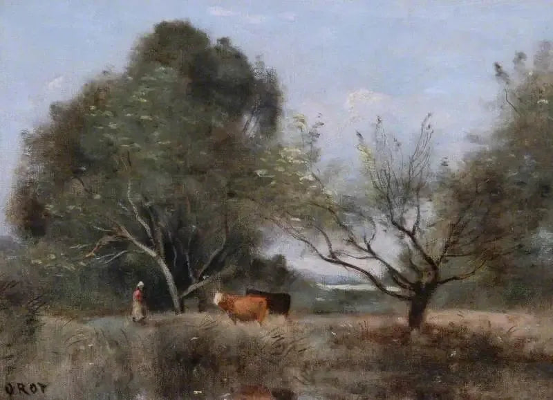 Paisagem com gado - Jean-Baptiste Camille Corot