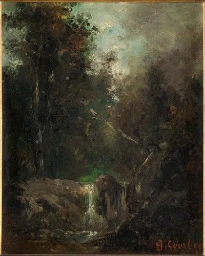 Paisagem com cachoeira - Gustave Courbet