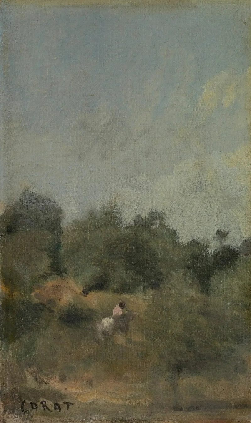 Paisagem com cavaleiro - Jean-Baptiste Camille Corot