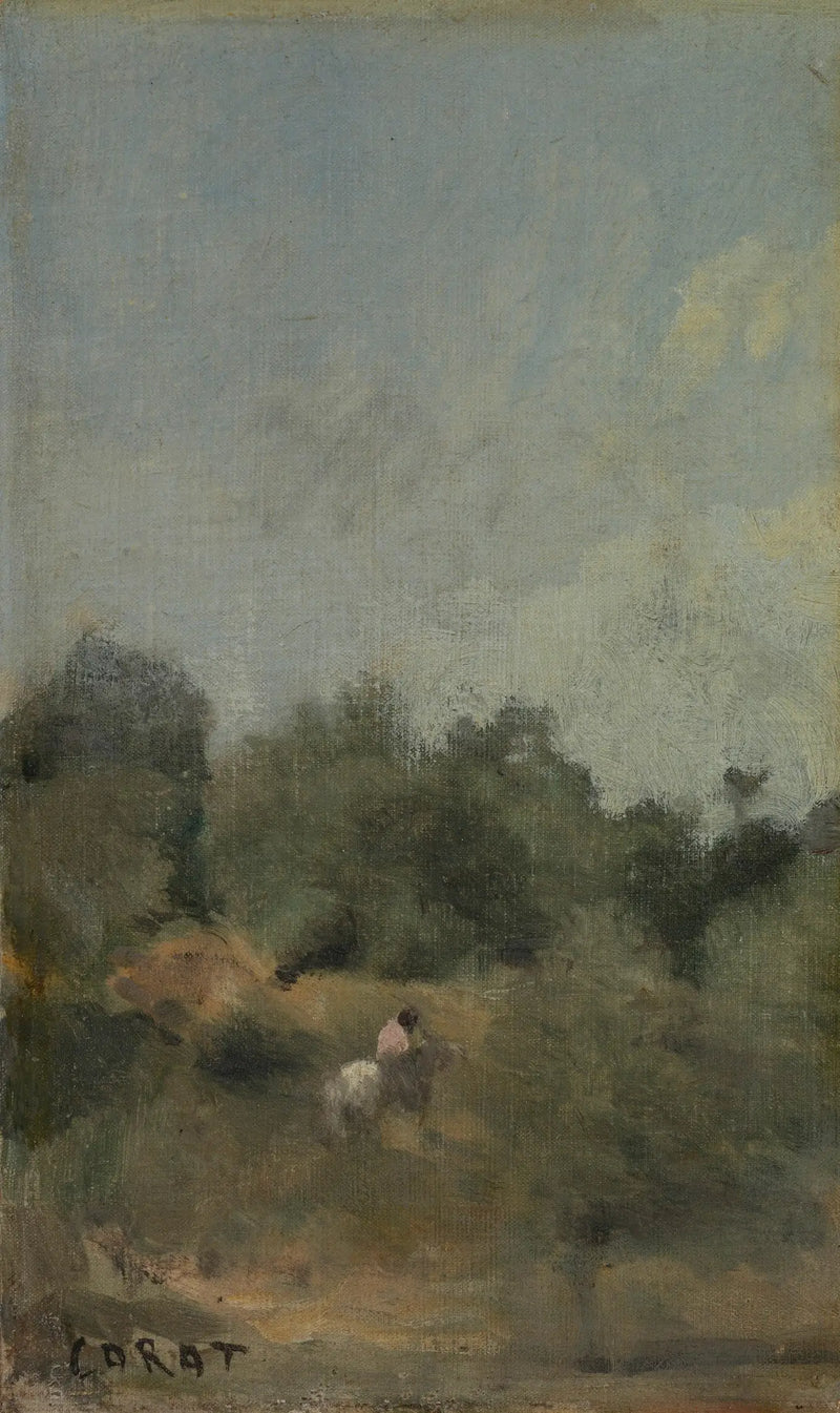 Paisagem com cavaleiro - Jean-Baptiste Camille Corot