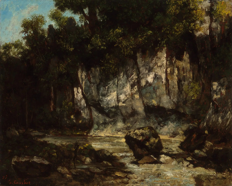 Paisagem com cervo - Gustave Courbet