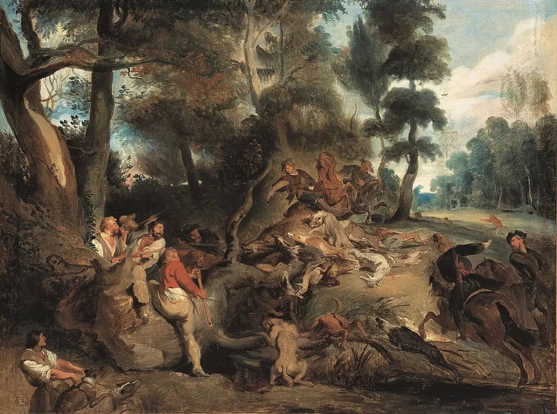 Paisagem com caça ao javali - Eugène Delacroix