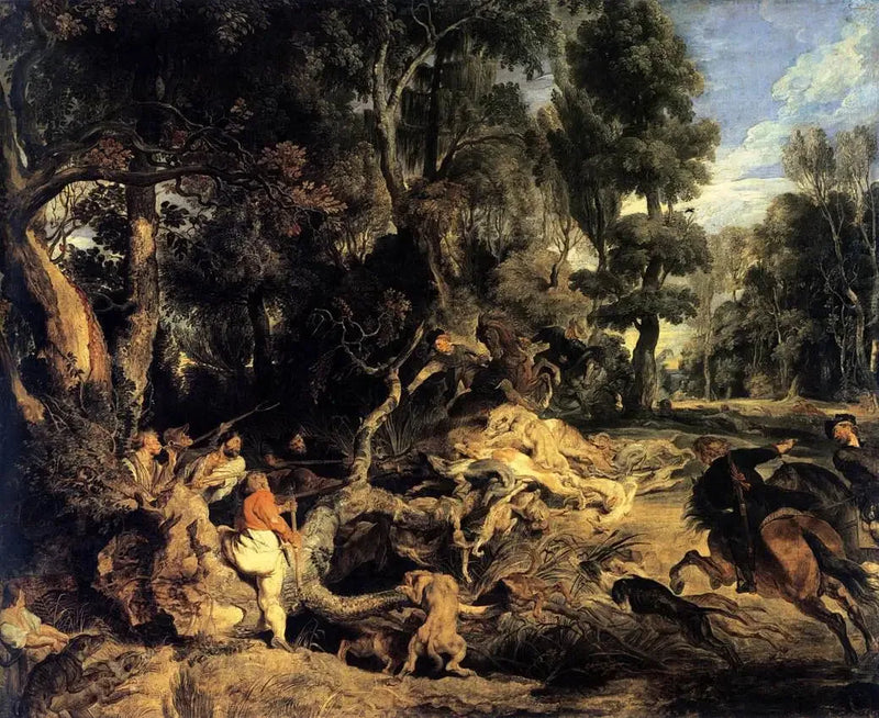 Paisagem com caça ao javali - Peter Paul Rubens