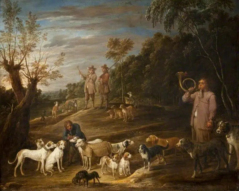 Paisagem com caçadores e cães - David Teniers, o Jovem